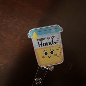 Cute Urine Sample Badge Reel - Yellow and Light Blue